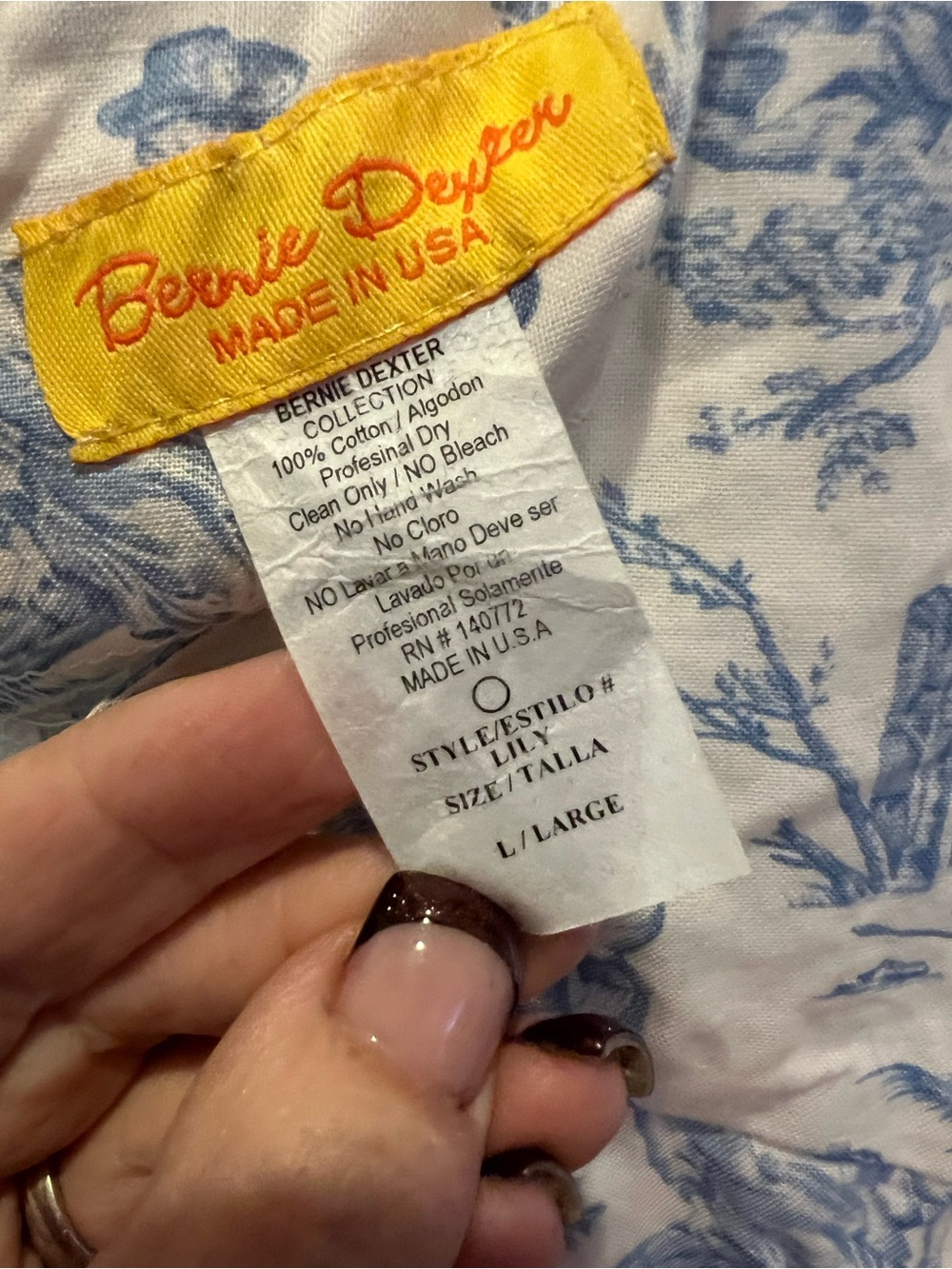 Bernie Dexter Blue Toile Floral Cotton Dress
